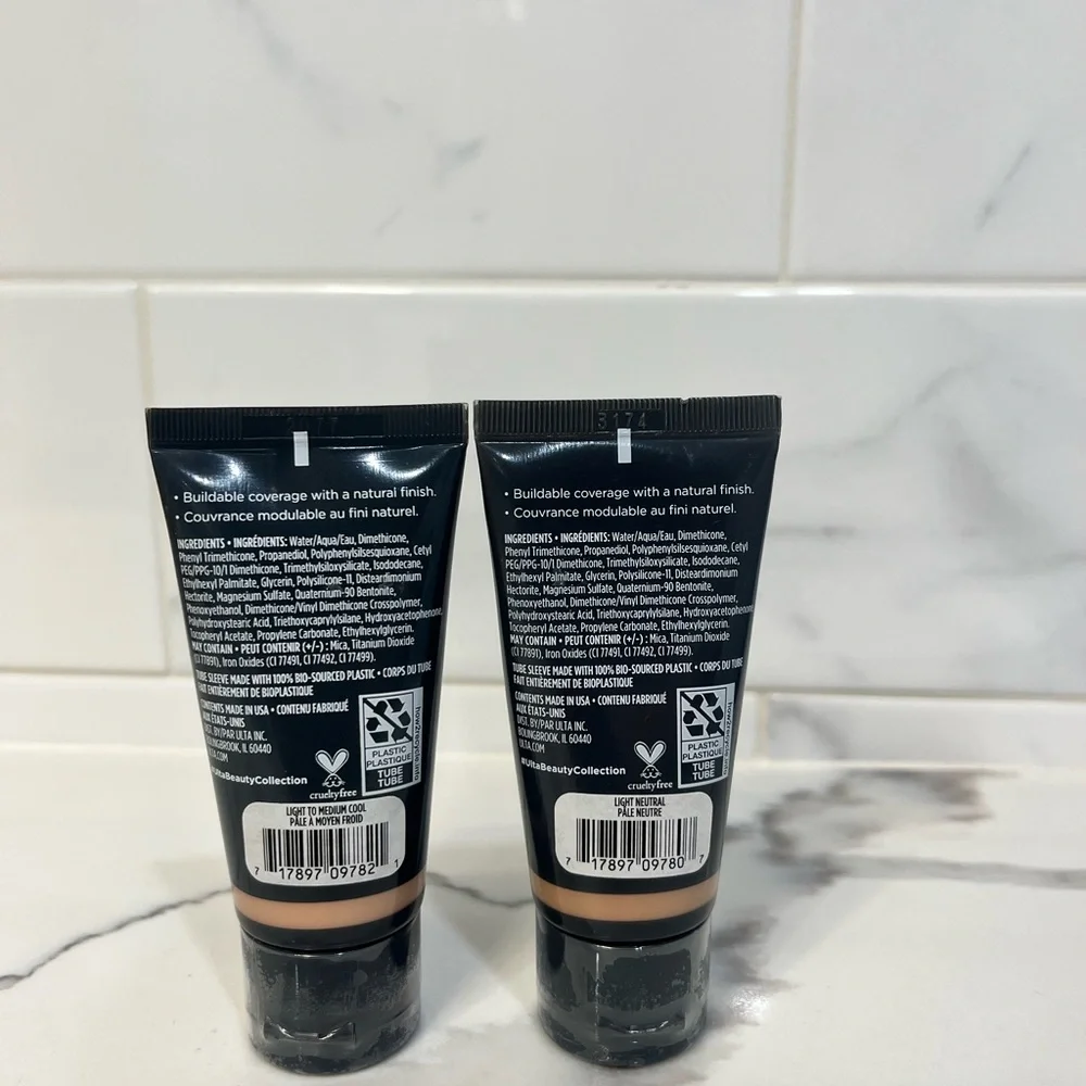 New set of 2 1 fl oz Ulta Beauty Medium Coverage Foundation, Light‎ Medium Cool